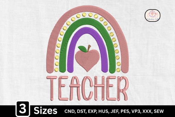 Apple Rainbow Teacher Embroidery Design Review