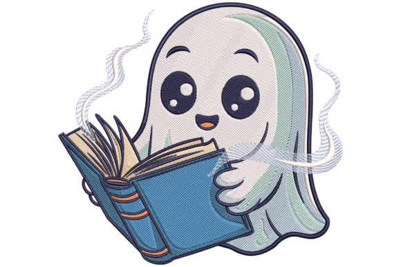 Book Lover Ghost: A Spooktacular Embroidery Design for Craft Fairs