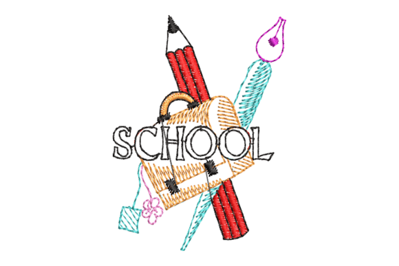 Classic School Supplies Embroidery for Seasonal Products