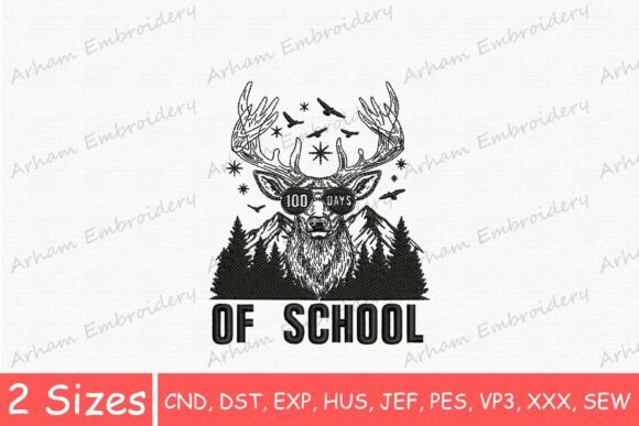 Deer 100 Days of School: A Playful Embroidery Design for Seasonal Collections