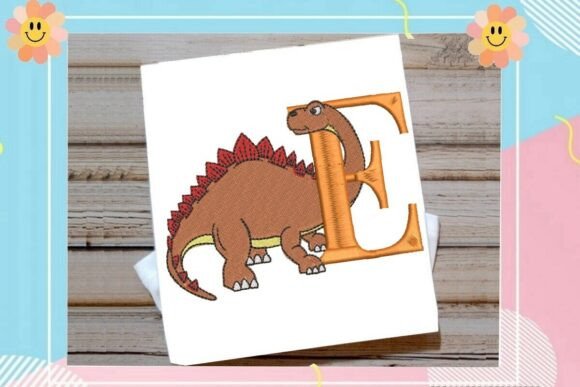 Dinosaur Monogram Alphabet Letter E: A Playful Embroidery Design for Seasonal Appeal