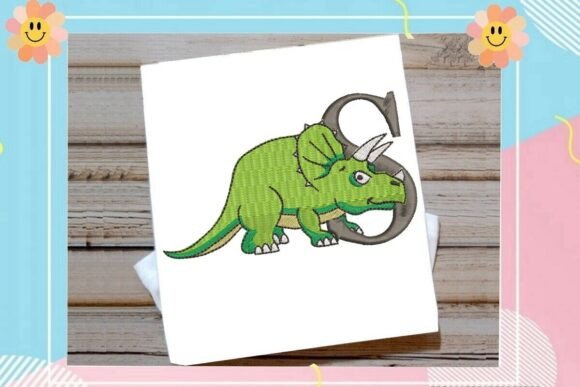 Dinosaur Monogram Alphabet Letter S for Seasonal Embroidery