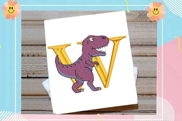 Dinosaur Monogram Alphabet Letter W: A Playful Embroidery Design for Seasonal Projects
