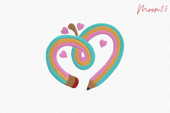 Heart Apple Pencil School Love Classroom Embroidery Review