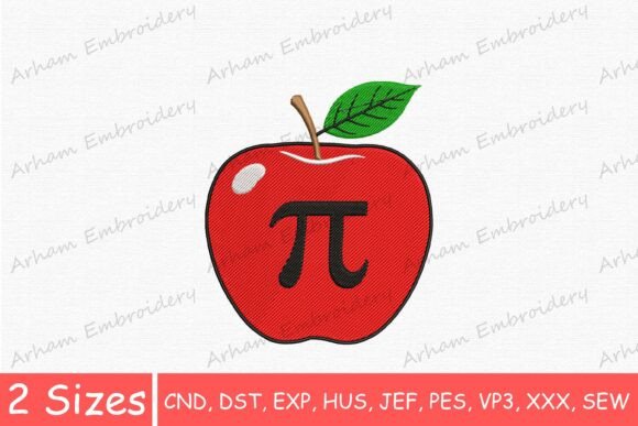 Red Apple with Pi Embroidery Design Review for Apparel Projects