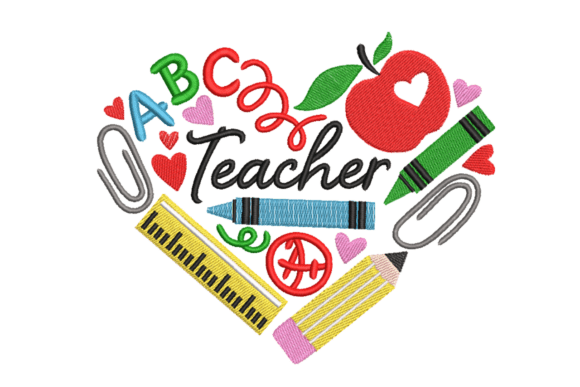 Teacher Heart – School Supplies Embroidery Review